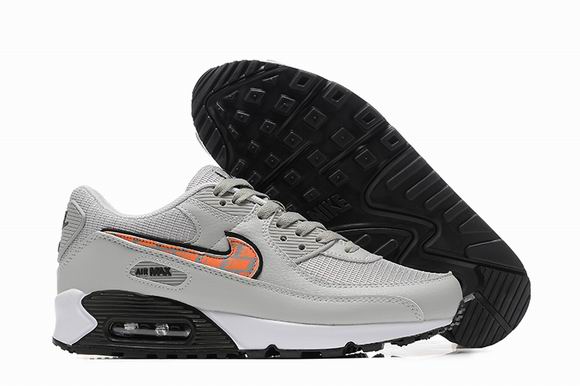 Cheap Nike Air Max 90 Men's Shoes Grey Orange Logo-80